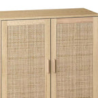 Credenza in Rattan Rustico con 4 Ante e Ripiani Regolabili