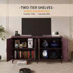 Credenza in Rattan Rustico con 4 Ante e Ripiani Regolabili