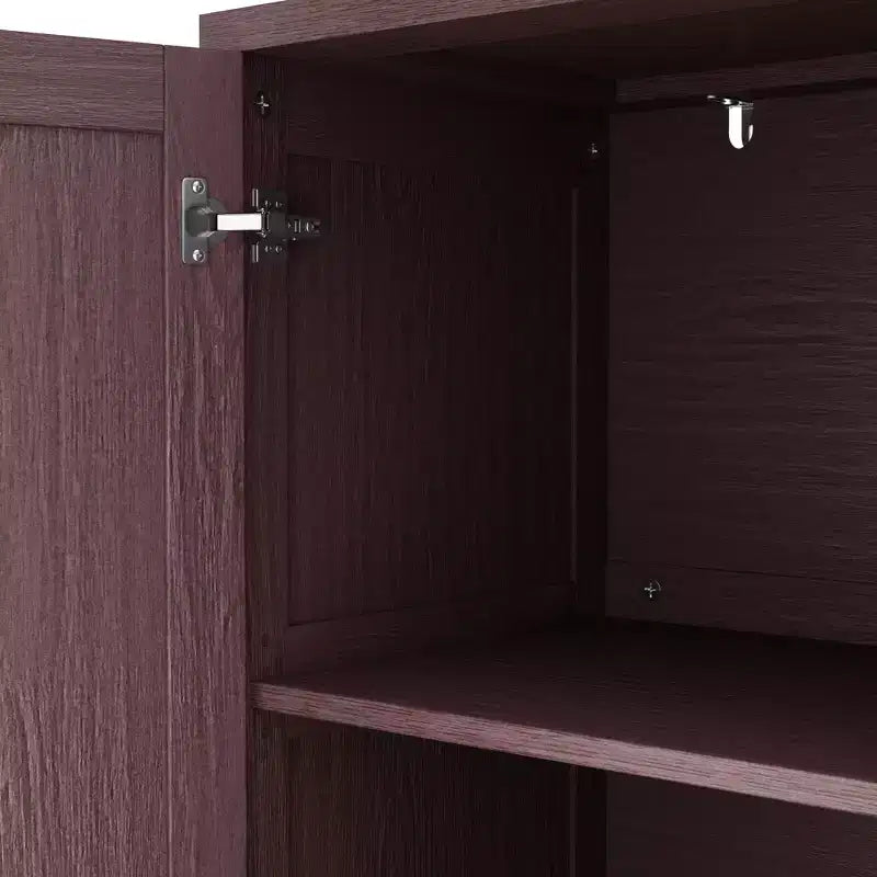 Credenza in Rattan Rustico con 4 Ante e Ripiani Regolabili
