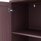 Credenza in Rattan Rustico con 4 Ante e Ripiani Regolabili