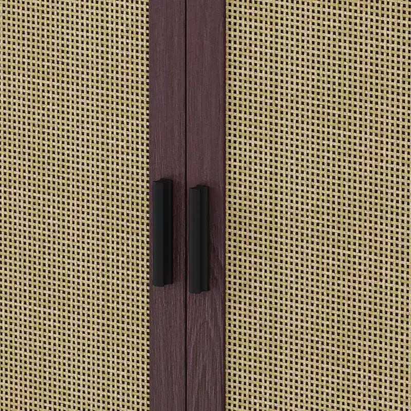 Credenza in Rattan Rustico con 4 Ante e Ripiani Regolabili