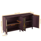 Credenza in Rattan Rustico con 4 Ante e Ripiani Regolabili