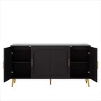 Credenza in Rattan Rustico con 4 Ante e Ripiani Regolabili