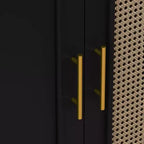 Credenza in Rattan Rustico con 4 Ante e Ripiani Regolabili