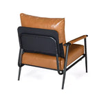 Poltrona lounge d'accento Mid-Century Modern in similpelle con schienale alto e struttura in metallo - Marrone