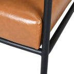 Poltrona lounge d'accento Mid-Century Modern in similpelle con schienale alto e struttura in metallo - Marrone