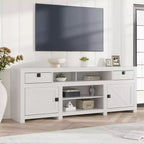 Farmhouse TV Stand for 75/80 Inch TVs, 70 Long Entertainment Center with 4 Storage Drawers & 3 Open Shelf, Television Consoles Stands