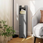 Mobiletto da Bagno Salvaspazio con Anta e Porta Rotolo – Nero/Grigio/Bianco