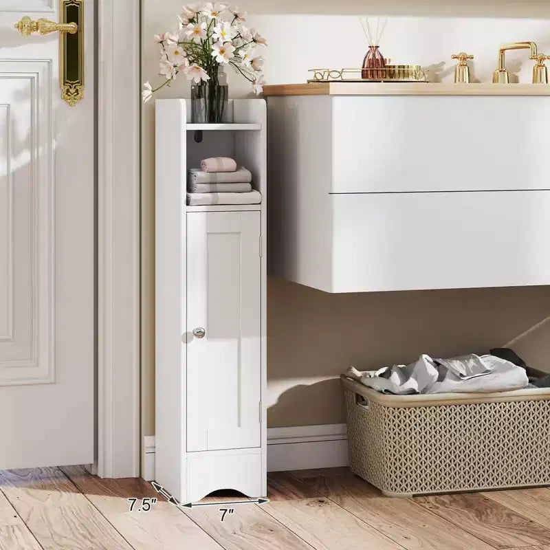 Mobiletto da Bagno Salvaspazio con Anta e Porta Rotolo – Nero/Grigio/Bianco