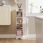 Mobiletto da Bagno Salvaspazio con Anta e Porta Rotolo – Nero/Grigio/Bianco
