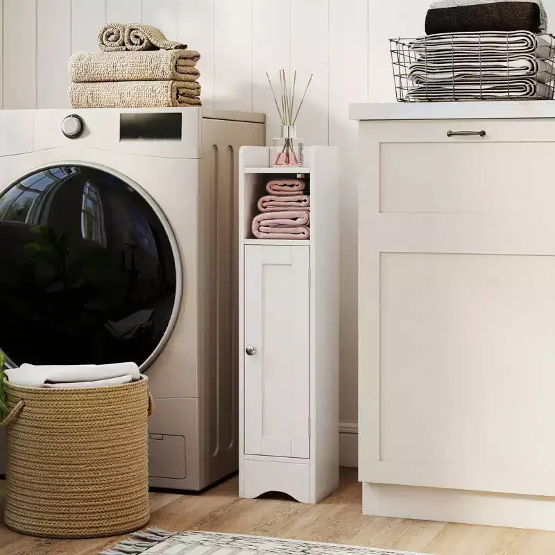 Mobiletto da Bagno Salvaspazio con Anta e Porta Rotolo – Nero/Grigio/Bianco