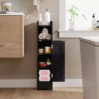 Mobiletto da Bagno Salvaspazio con Anta e Porta Rotolo – Nero/Grigio/Bianco