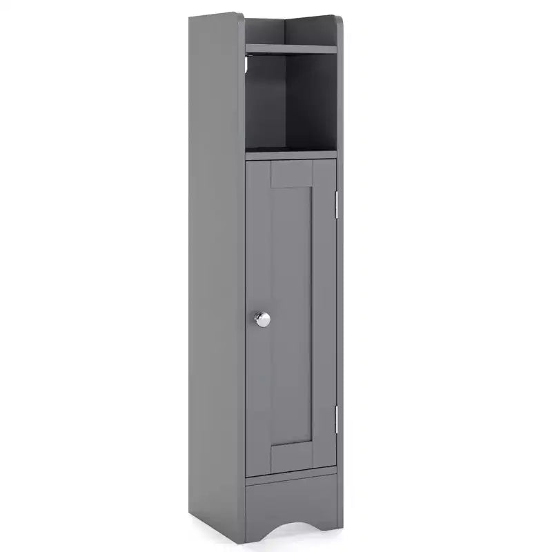 Mobiletto da Bagno Salvaspazio con Anta e Porta Rotolo – Nero/Grigio/Bianco