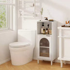 Mobiletto da bagno con ripiano regolabile e anta in vetro temperato