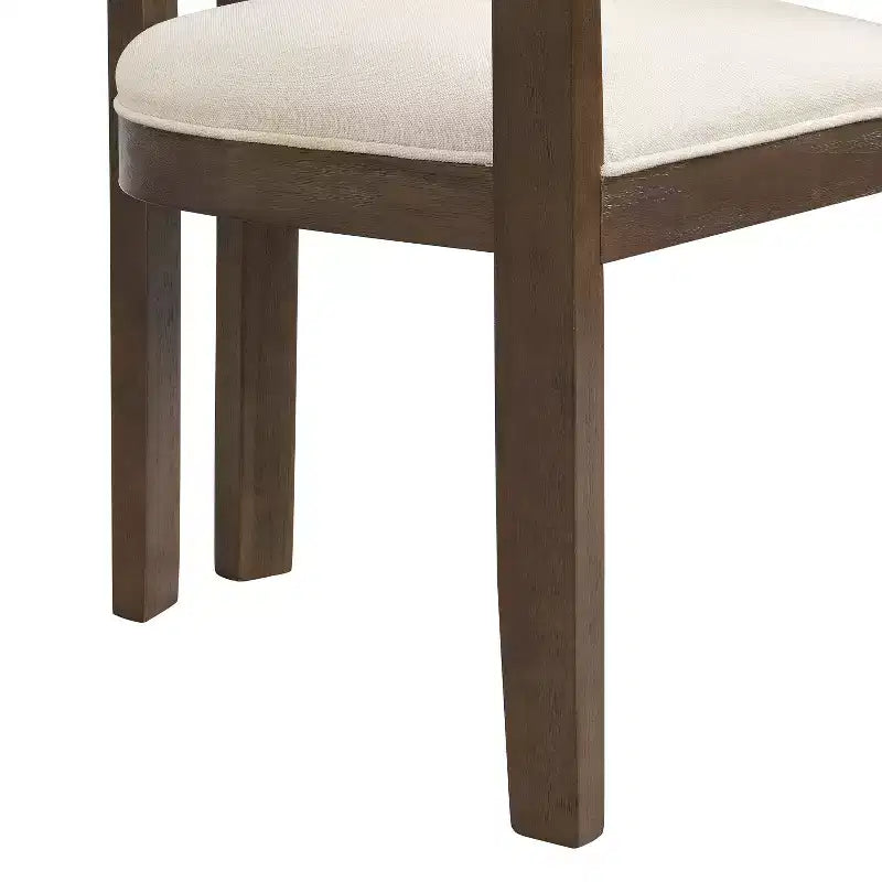 Set da pranzo 7 pezzi in legno di gomma imbottito con tavolo rettangolare