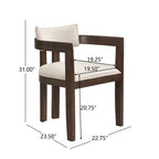 Set da pranzo 7 pezzi in legno di gomma imbottito con tavolo rettangolare