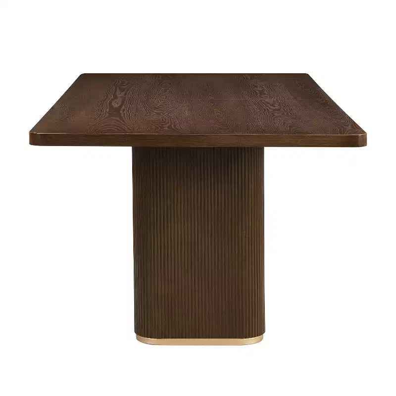 Set da pranzo 7 pezzi in legno di gomma imbottito con tavolo rettangolare