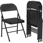 All-Steel Folding Chairs with Backrest, Heavy Duty Metal Foldable Dining Chair Hold Up to 350 LBS, for Office, Indoor & Outdoor Events
