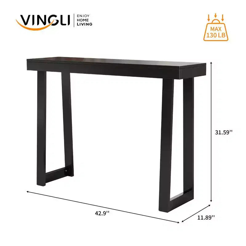 Consolle Moderna – Legno Massello, Finitura Nera