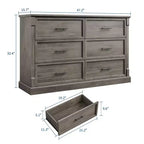 Cassettiera a 6 cassetti, larga 120 cm, stile rustico per camera da letto e soggiorno