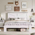 Full Size Wood Platform Bed Frame with Headboard, Noise-Free Design, No Box Spring Needed, Large Under-Bed Storage, Easy Assembly, White