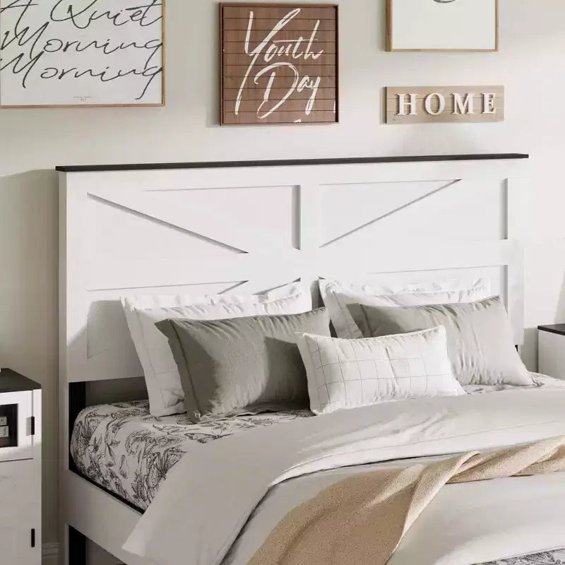 Telaio Letto Piattaforma Matrimoniale con Testiera, Bianco