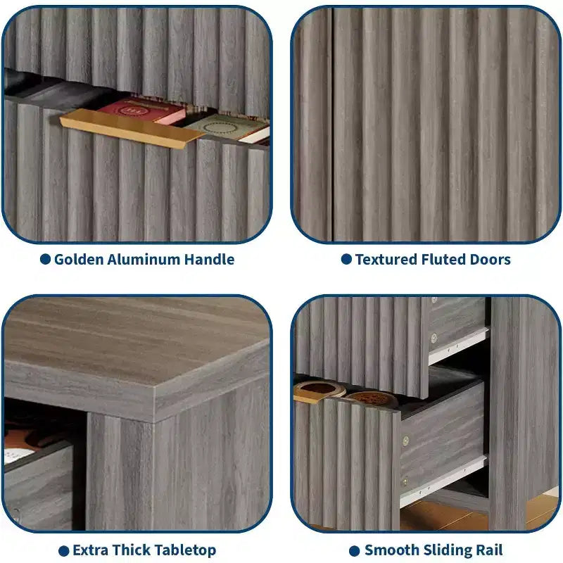Credenza a 2 ante e 3 cassetti da 46,5" con scanalature