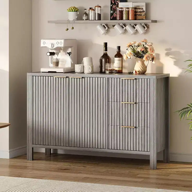 Credenza a 2 ante e 3 cassetti da 46,5" con scanalature