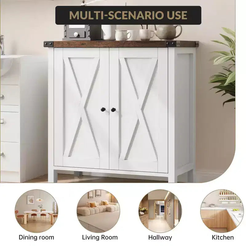 Madia Credenza Piccola da 76 cm con 2 Ante e Ripiano Regolabile