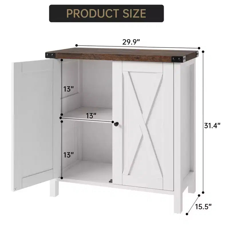 Madia Credenza Piccola da 76 cm con 2 Ante e Ripiano Regolabile