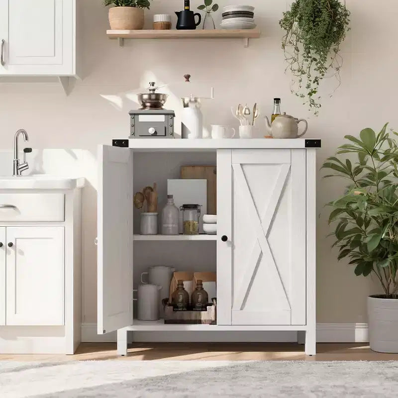 Madia Credenza Piccola da 76 cm con 2 Ante e Ripiano Regolabile
