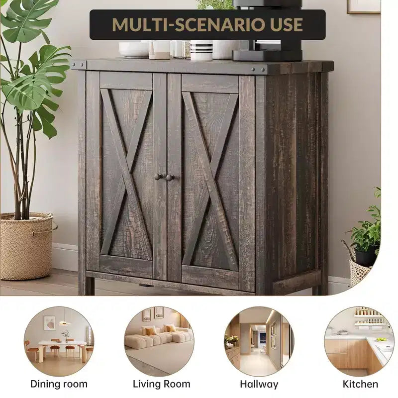 Madia Credenza Piccola da 76 cm con 2 Ante e Ripiano Regolabile
