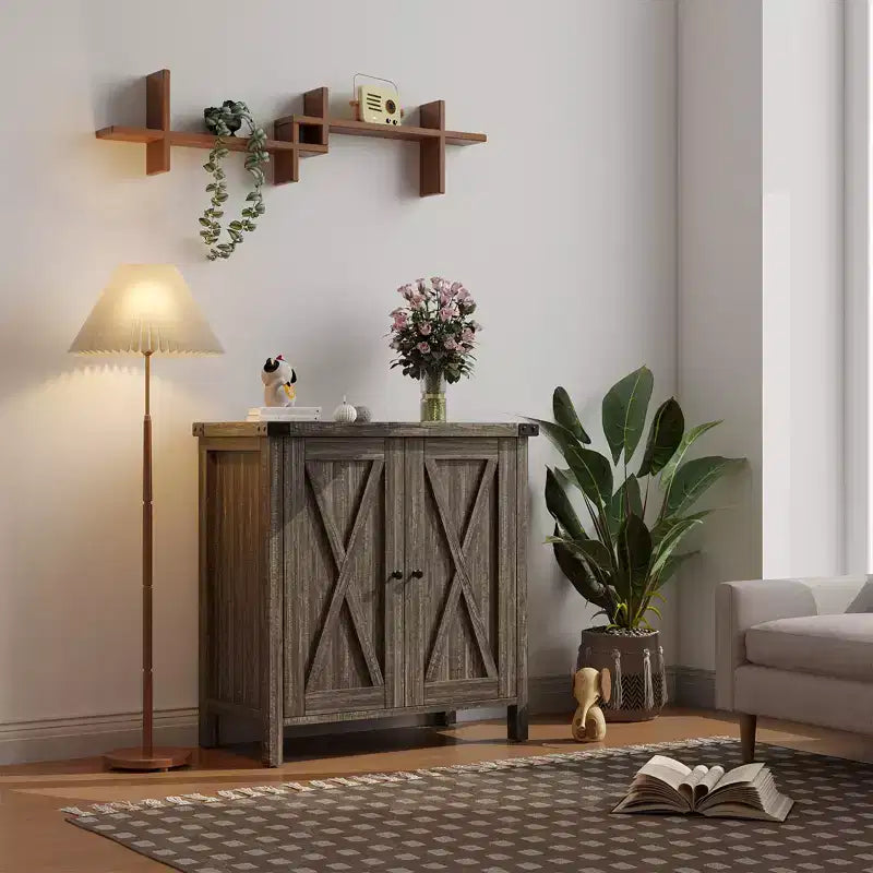 Madia Credenza Piccola da 76 cm con 2 Ante e Ripiano Regolabile