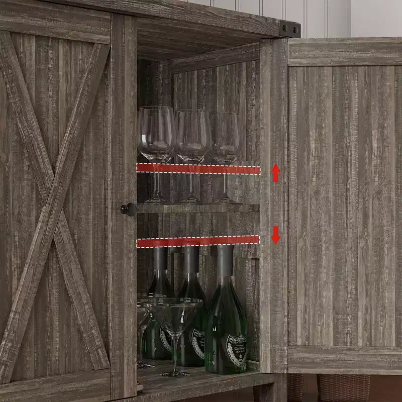 Madia Credenza Piccola da 76 cm con 2 Ante e Ripiano Regolabile