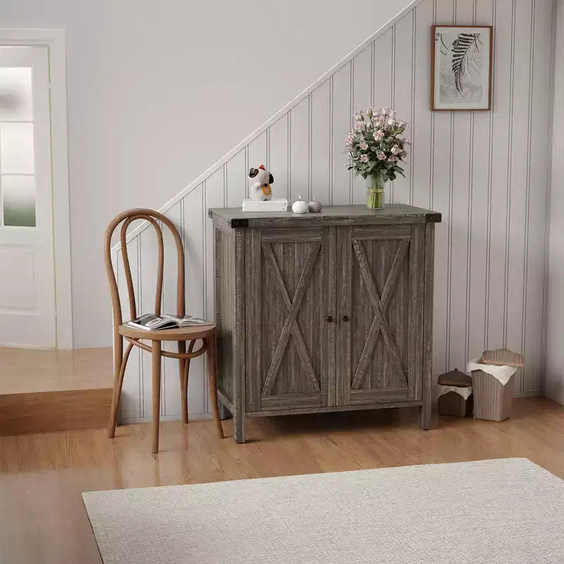 Madia Credenza Piccola da 76 cm con 2 Ante e Ripiano Regolabile