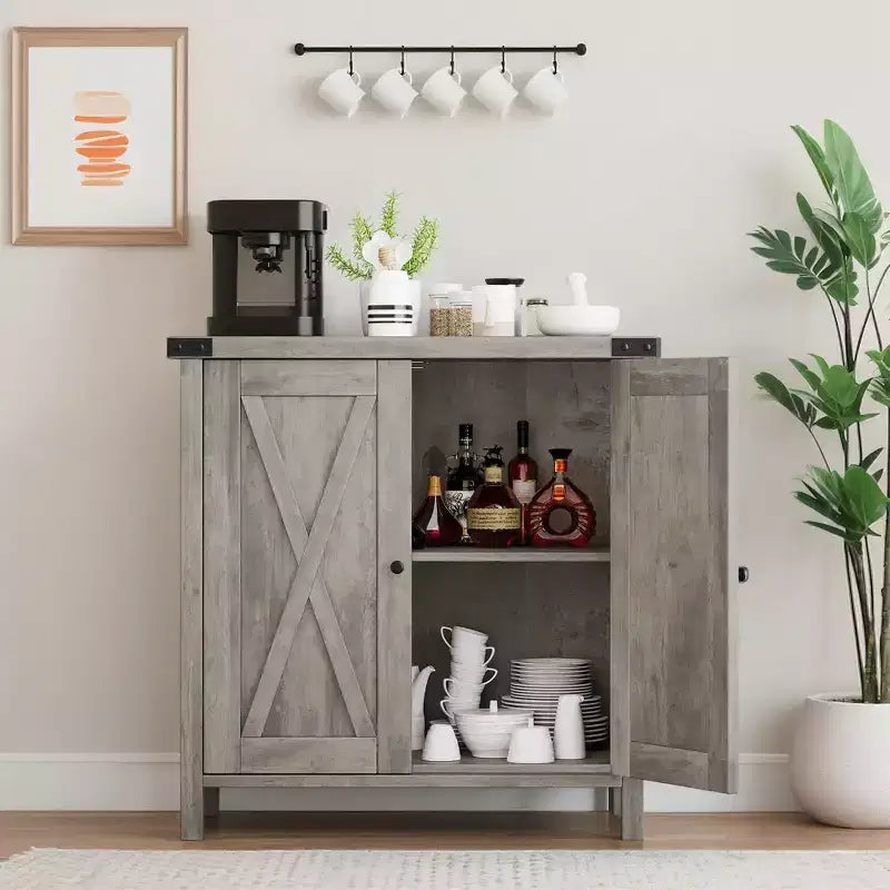 Madia Credenza Piccola da 76 cm con 2 Ante e Ripiano Regolabile