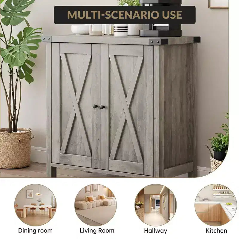 Madia Credenza Piccola da 76 cm con 2 Ante e Ripiano Regolabile