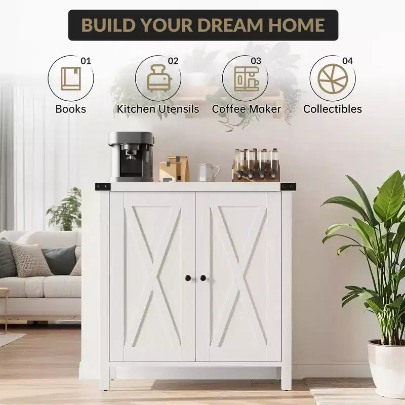 Madia Credenza Piccola da 76 cm con 2 Ante e Ripiano Regolabile