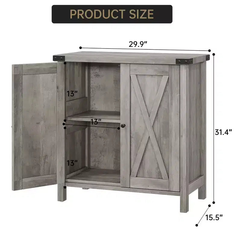 Madia Credenza Piccola da 76 cm con 2 Ante e Ripiano Regolabile