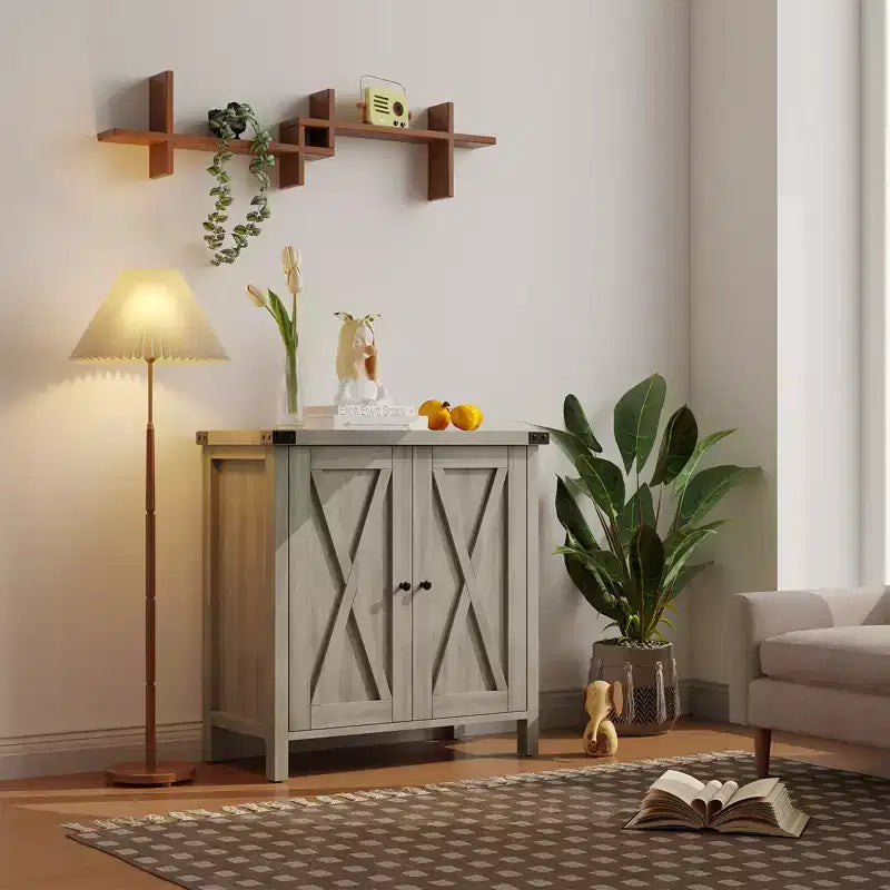 Madia Credenza Piccola da 76 cm con 2 Ante e Ripiano Regolabile