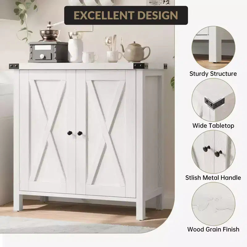 Madia Credenza Piccola da 76 cm con 2 Ante e Ripiano Regolabile