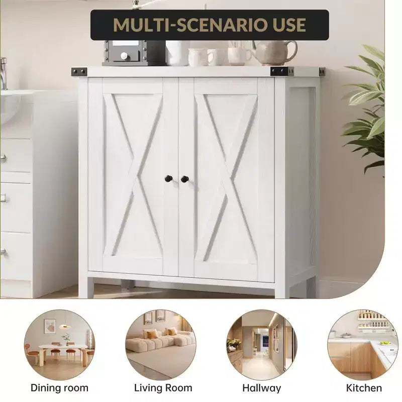 Madia Credenza Piccola da 76 cm con 2 Ante e Ripiano Regolabile