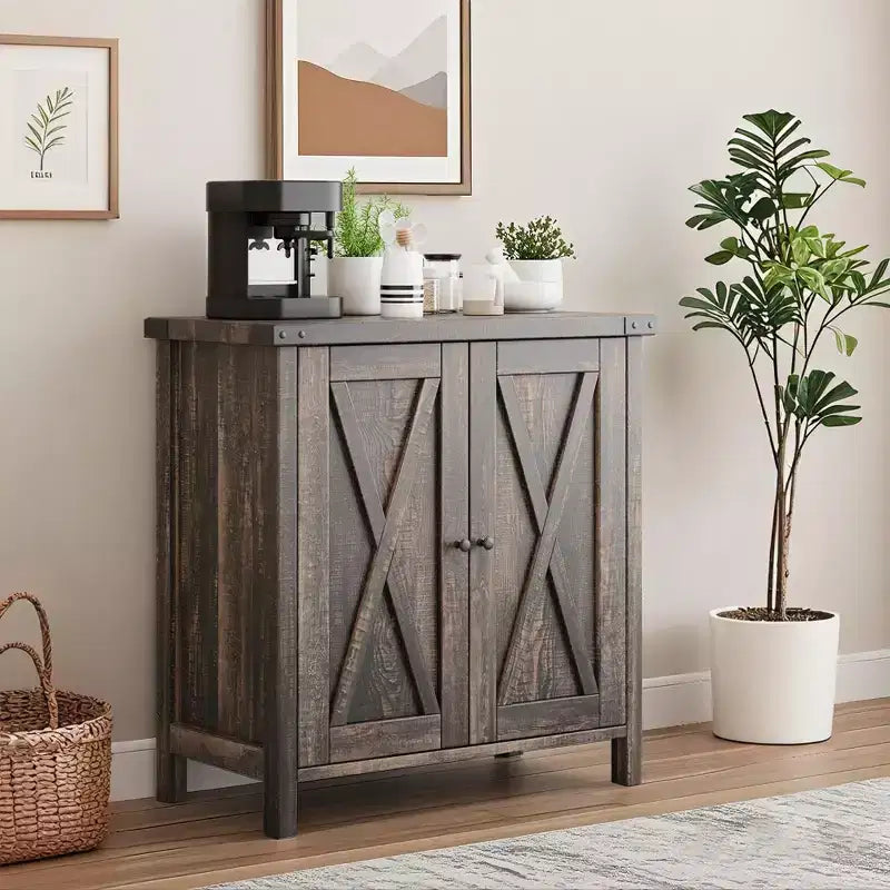 Madia Credenza Piccola da 76 cm con 2 Ante e Ripiano Regolabile