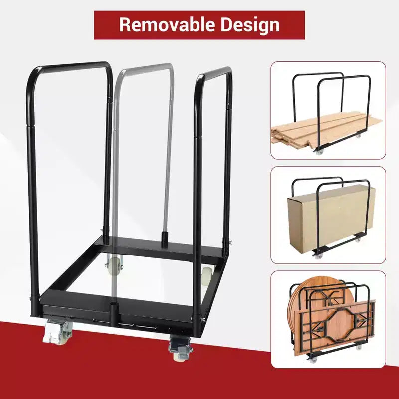 Carrello per pannelli in acciaio per impieghi gravosi con 4 ruote, capacità di 680 kg, carrello pieghevole per cartongesso, legname e materassi