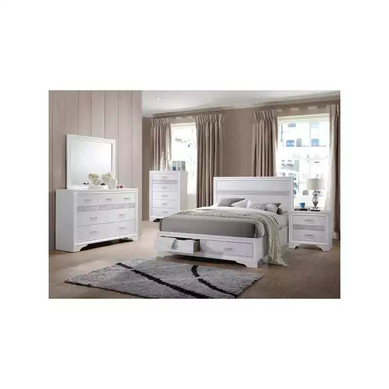 Comodino a 2 cassetti con maniglie con strass