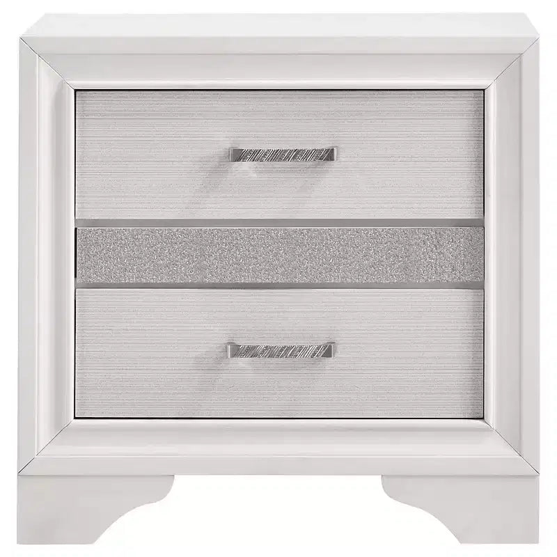 Comodino a 2 cassetti con maniglie con strass