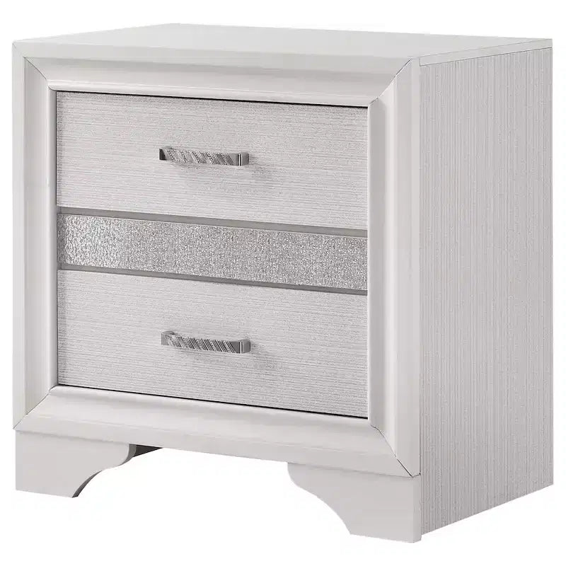 Comodino a 2 cassetti con maniglie con strass