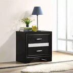Comodino a 2 cassetti con maniglie con strass