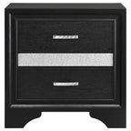 Comodino a 2 cassetti con maniglie con strass