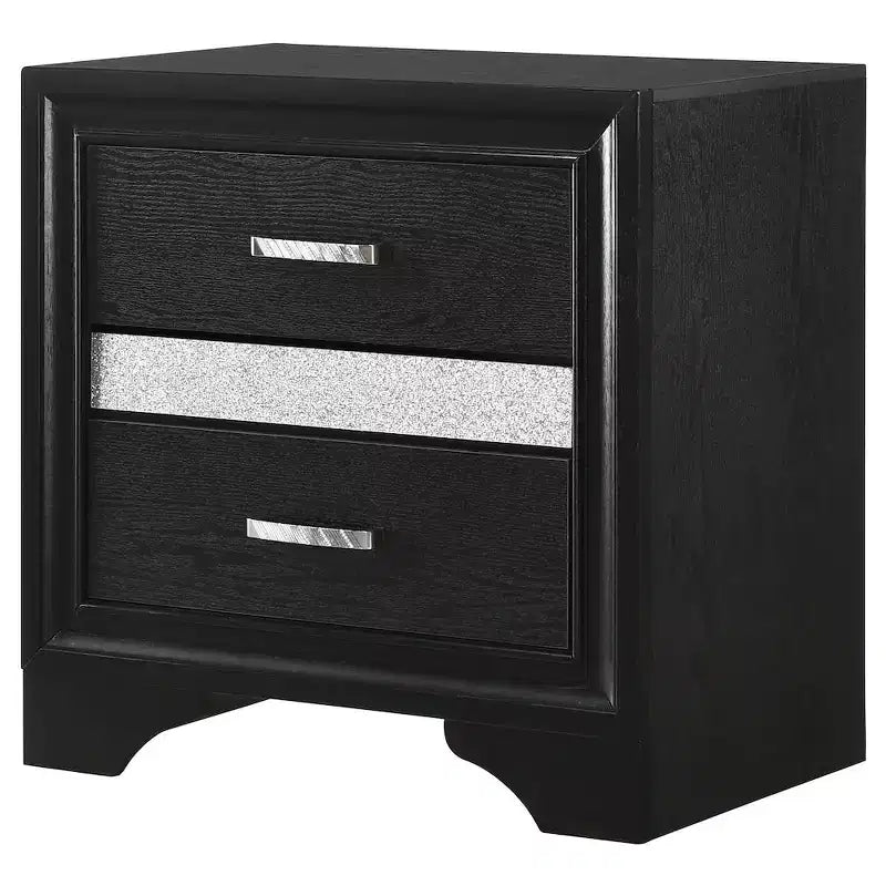 Comodino a 2 cassetti con maniglie con strass